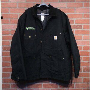 Carhartt Black Workwear Chore Jacket Corduroy Collar Mens Size 56 3X Canvas